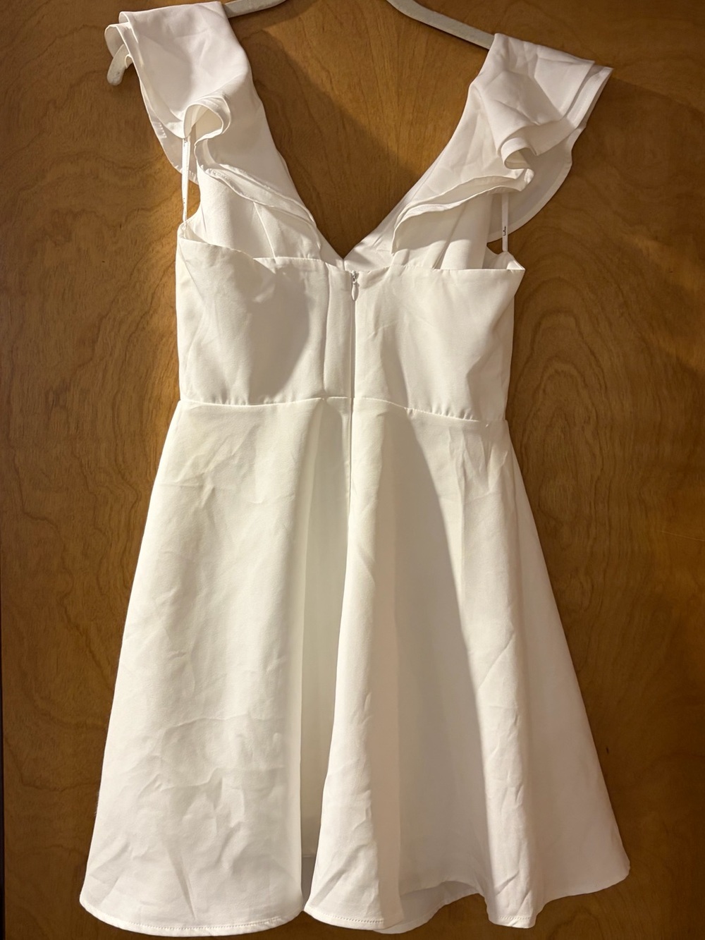 Lulu's White V-Neck Ruffle Mini Dress - Picture 3 of 3